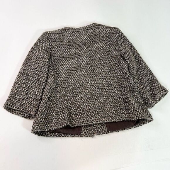 Eileen Fisher Sweater Womens PM Brown Cropped Knit Wool Alpaca Snap Front - Picture 12 of 12